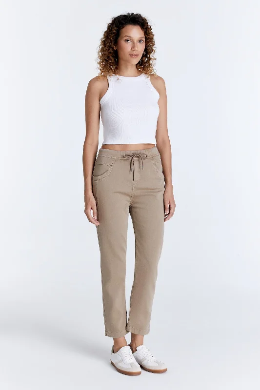 Massive Deal Ella Mid Waist Jogger 5 Pocket Ankle Pants Moon Rock