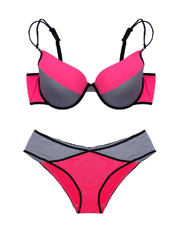 Markdown Madness PLUS SIZE NEON PINK BRA SET