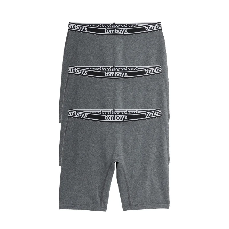 Price Reduction 9" Boxer Briefs 3-Pack - Cotton Charcoal Logo
