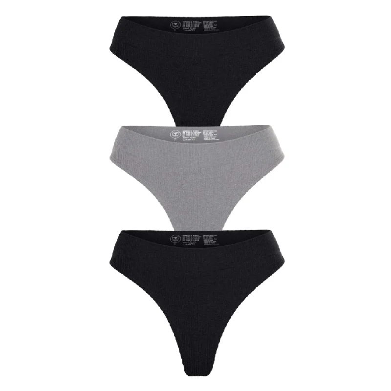 Bailey Thong 3-Pack in Black/Heather Grey/Black