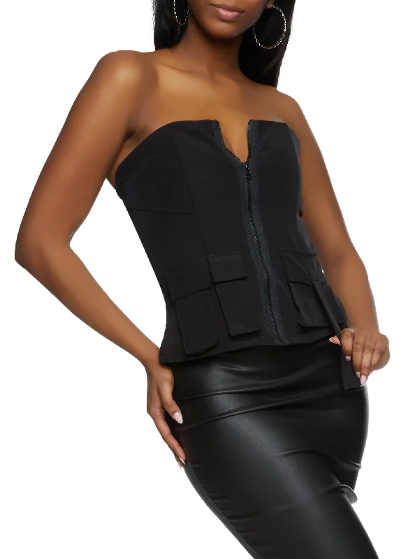 Bonus Savings Zip Front Cargo Pocket Tube Top