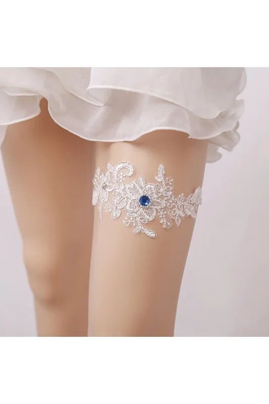 Blue Diamond Lace Applique Elastic Garter Within 16-23inch-860497