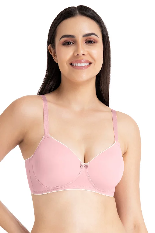 Weekend Offers That Delight Casual Chic Solid Padded Non-Wired T-Shirt Bra - Bridal Rose-Angel Wing Weekend Offers That Delight Casual Chic Solid Padded Non-Wired T-Shirt Bra - Bridal Rose-Angel Wing