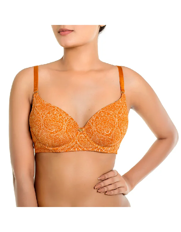 Weekend Wonders Await! ZEN SERIES LIGHTLY PADDED WIRED LOW BACK BRA WITH SWAN HOOK STRAP-AUTUMN MAPLE