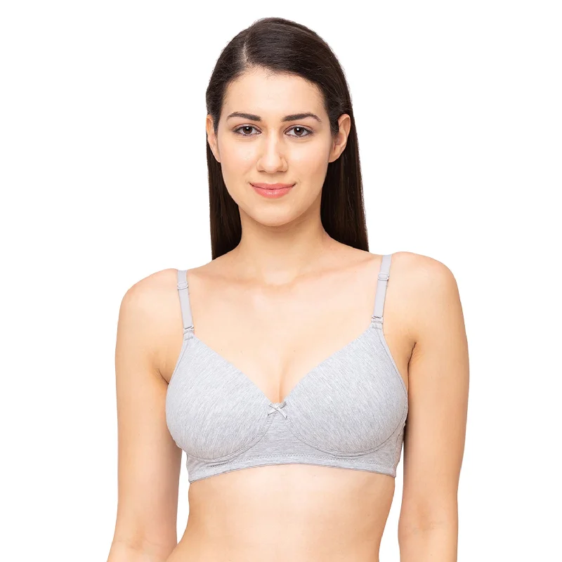 1059-Cotton Basics Plain Padded Bra Grey