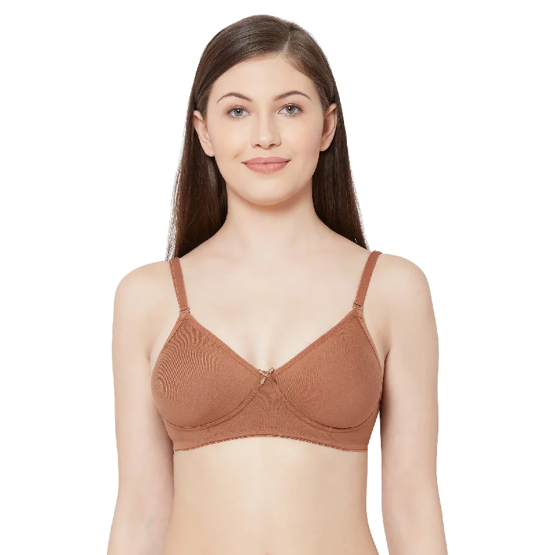 Savings Soar This Weekend 1030-Cotton Basics Plain Soft Padded T-Shirt Bra Coffee
