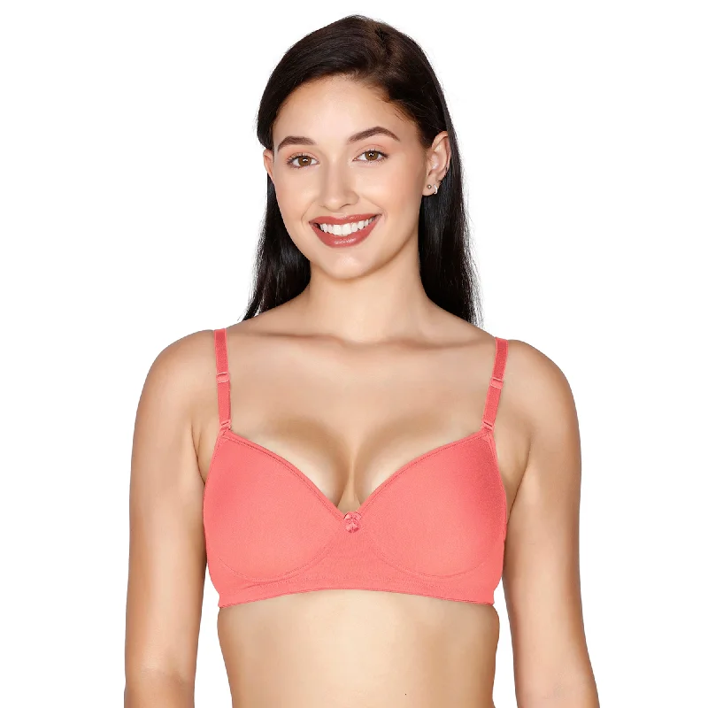 Weekend Price Cuts Galore Slick - Cotton Mold Padded T-shirt Bra Peach