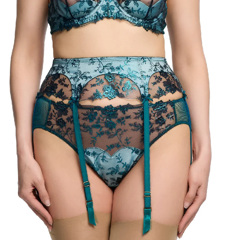 Weekend Savings Fiesta Dita Von Teese Victresse Kingfisher Lace High Waist Suspender Garter Belt D40041