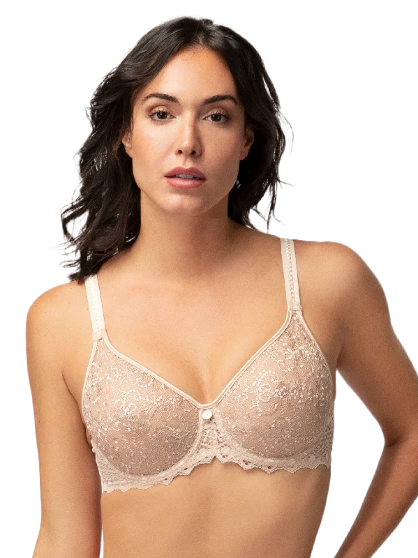 Super Bargain Creamy Beige Cassiopee Seamless Embroidered Full Cup Bra