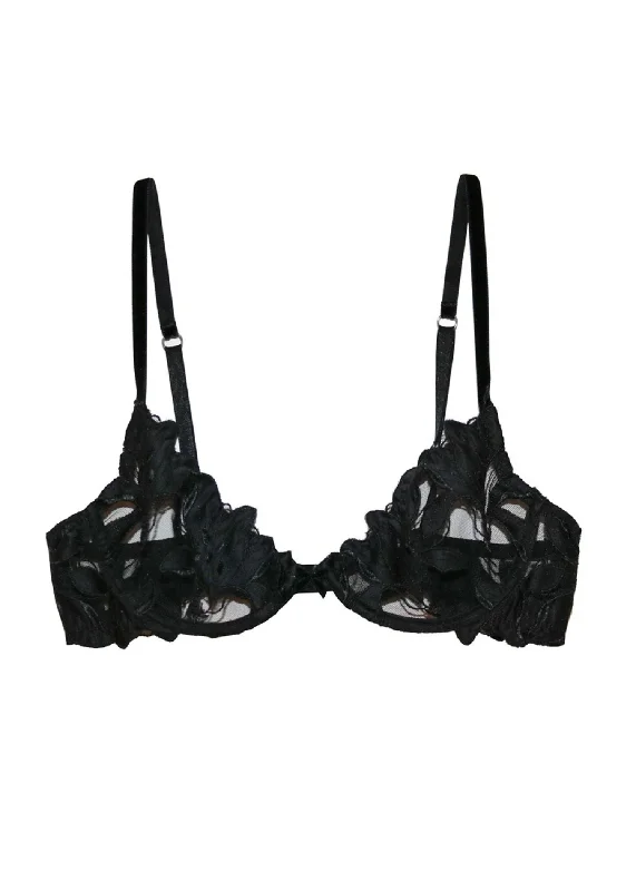 Lily Lace Plunge Demi Bra (Black)