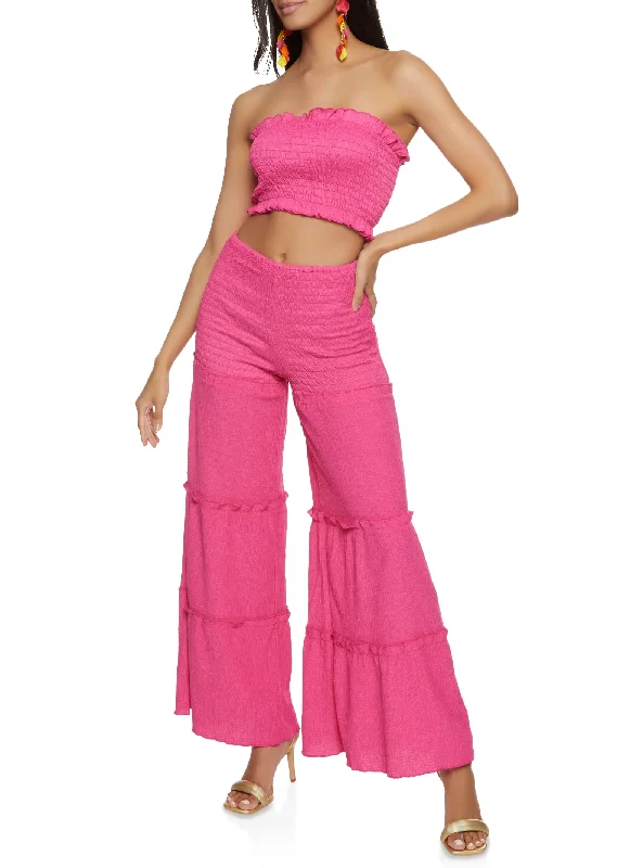 Final Clearance Textured Knit Smocked Tube Top