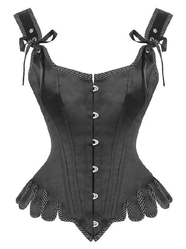 Special Discount Gothic Steel Bones Wide Shoulder Straps Wavy Hem Solid Color Corset Vest Special Discount Gothic Steel Bones Wide Shoulder Straps Wavy Hem Solid Color Corset Vest
