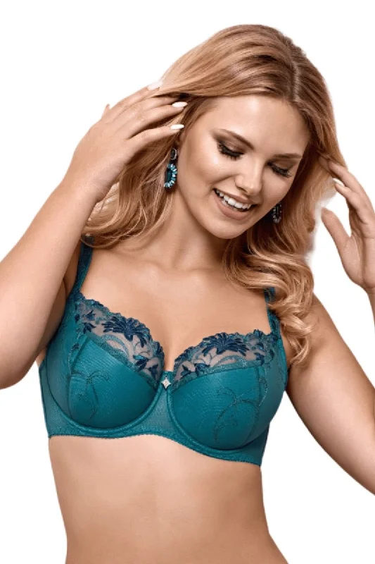 Savings Event GREEN UNDERWIRE LACE BRA MARINA SEMI SOFT
