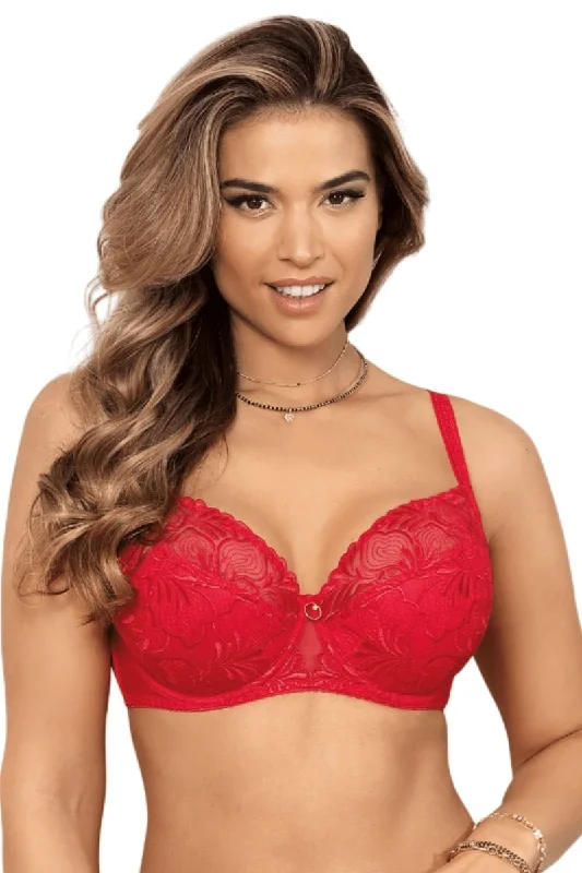Price Buster RED UNDERWIRE LACE BRA FLORENCE SEMI SOFT