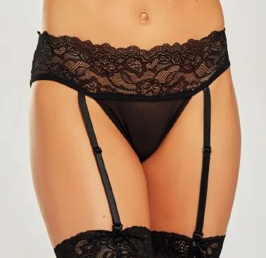 Weekend Bargains Just for You iCollection Lingerie Lace Black Plus Size Garter Thong 7418