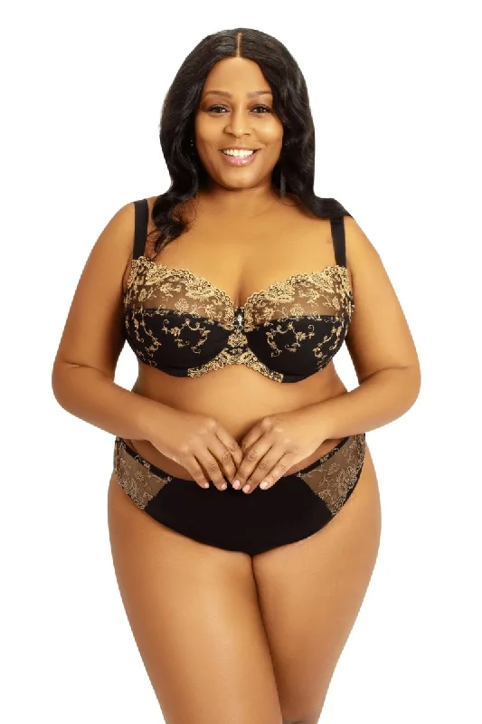 Referral Discount BLACK AND GOLD LACE BRA GRACE UNDERWIRE SEMI SOFT