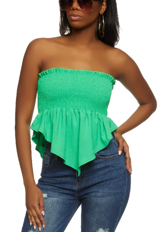 Reduced Prices Smocked Hanky Hem Tube Top