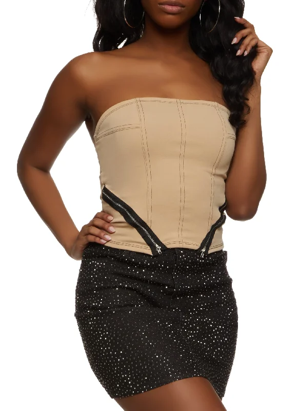Weekend Deal Scuba Zipper Detail Tube Top