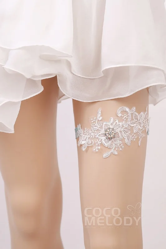 Weekend Specials to Love Lace Wedding Garter with Diamond and Pearls WD17013