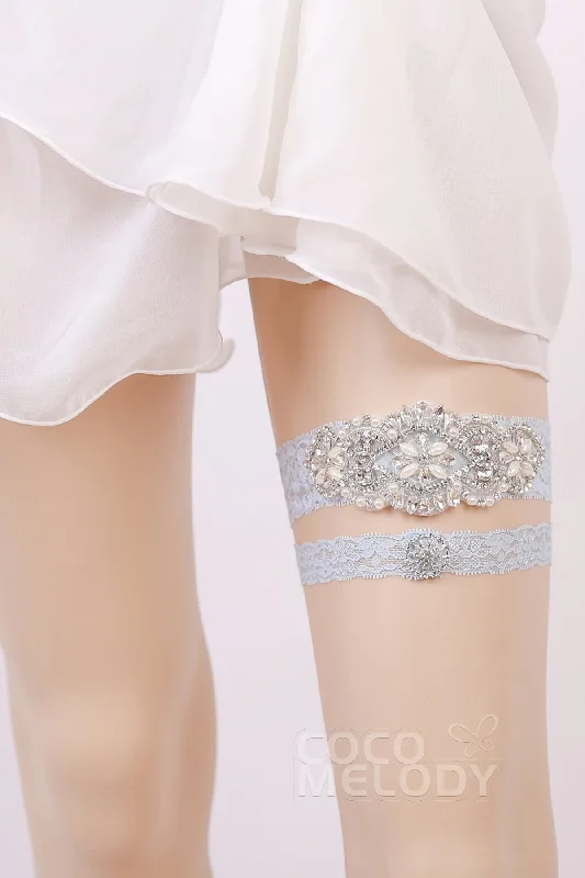 Weekend Savings Sensation Lace Wedding Garter with Diamond and Pearls WD17019