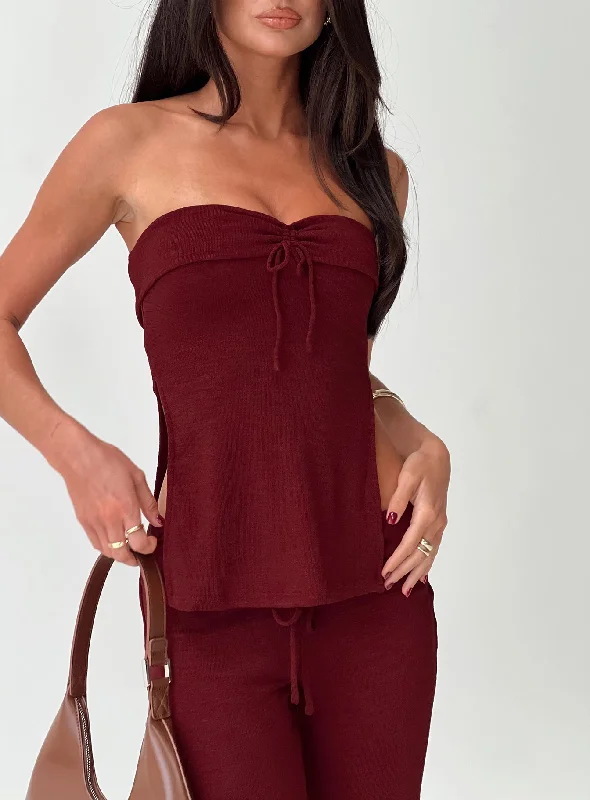 Act Fast Laurenita Longline Tube Top Burgundy
