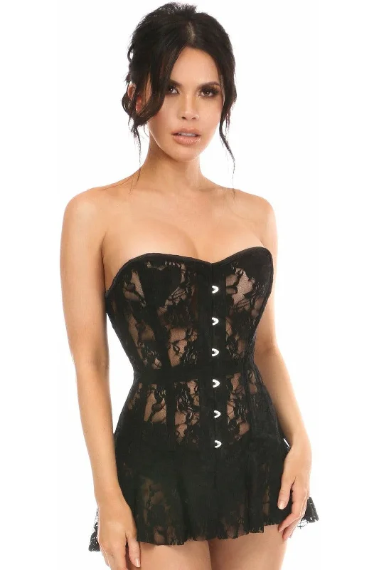 Massive Deal Lavish Black Sheer Lace Corset Dress