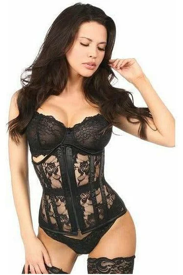 Year-End Clearance Lavish Black Sheer Lace Under Bust Corset