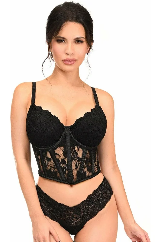 Flash Deal Lavish Black Sheer Lace Underwire Waist Cincher Corset