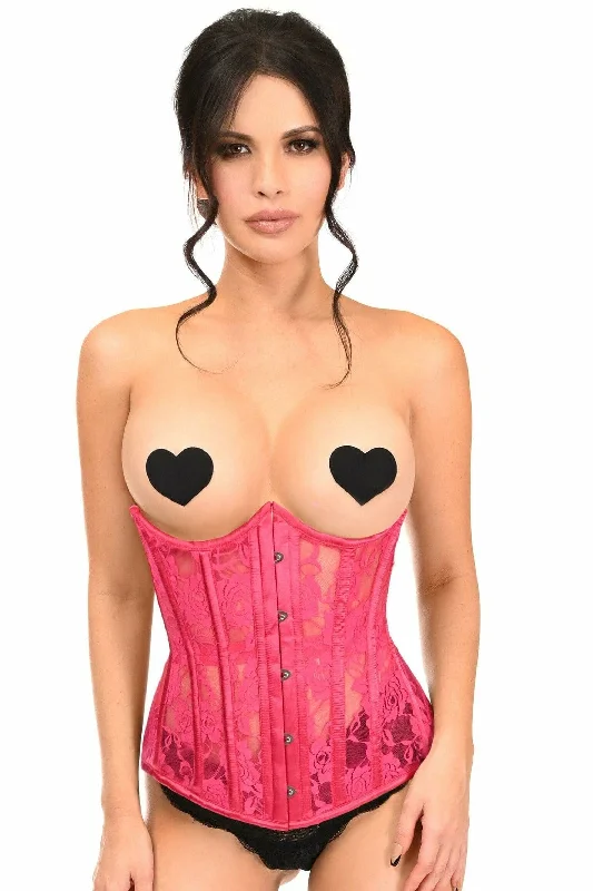 Lavish Fuchsia Sheer Lace Underwire Open Cup Underbust Corset