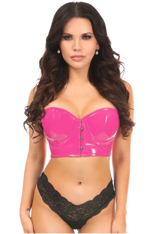 Flash Sale Lavish Hot Pink Patent PVC Underwire Short Bustier