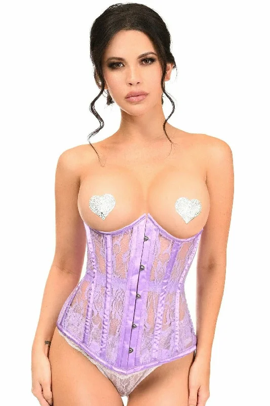 Lavish Lavender Sheer Lace Underwire Open Cup Underbust Corset