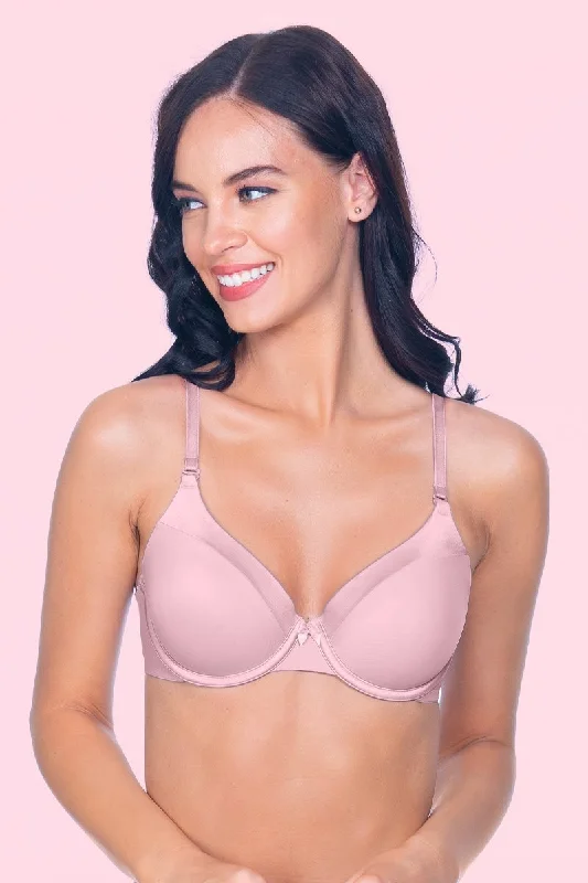 Satin Edge Padded Wired  Bra - Dawn Light Pink