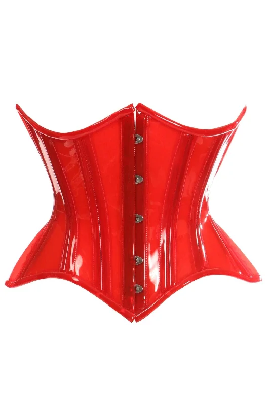 Quick Deals Lavish Red Clear Curvy Underbust Waist Cincher Corset