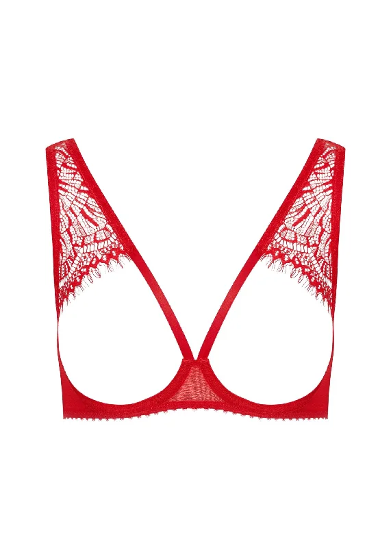 Bonus Offer Accroche Coeur Open Cup Bra (Red)