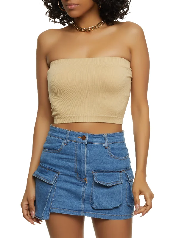 Best Deals Ribbed Knit Seamless Tube Top