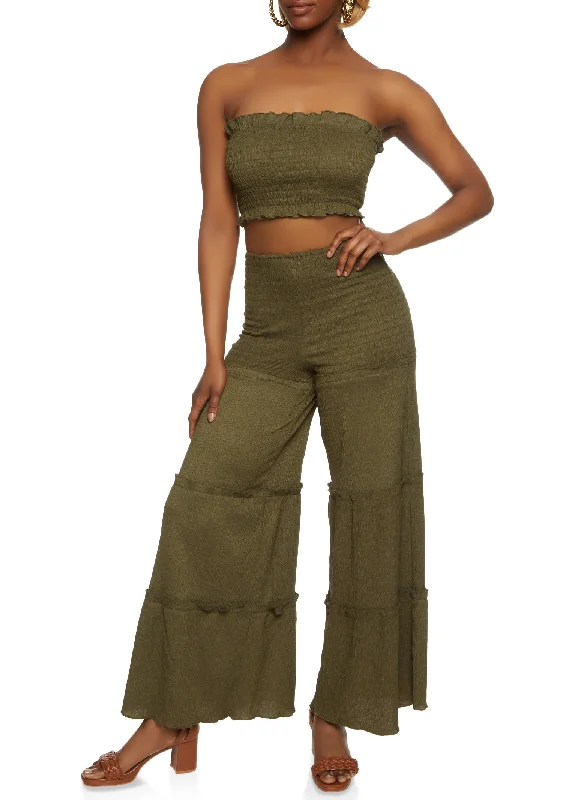 Hurry In Textured Knit Smocked Tube Top