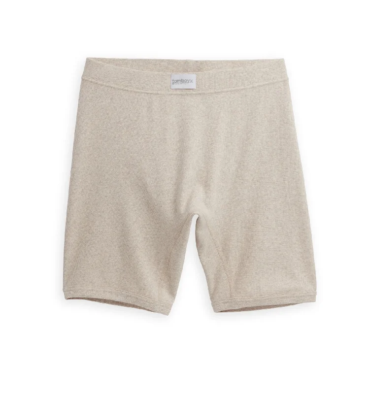 Weekend Deal Organic Cotton Rib 9" Boxer Briefs - Oatmeal