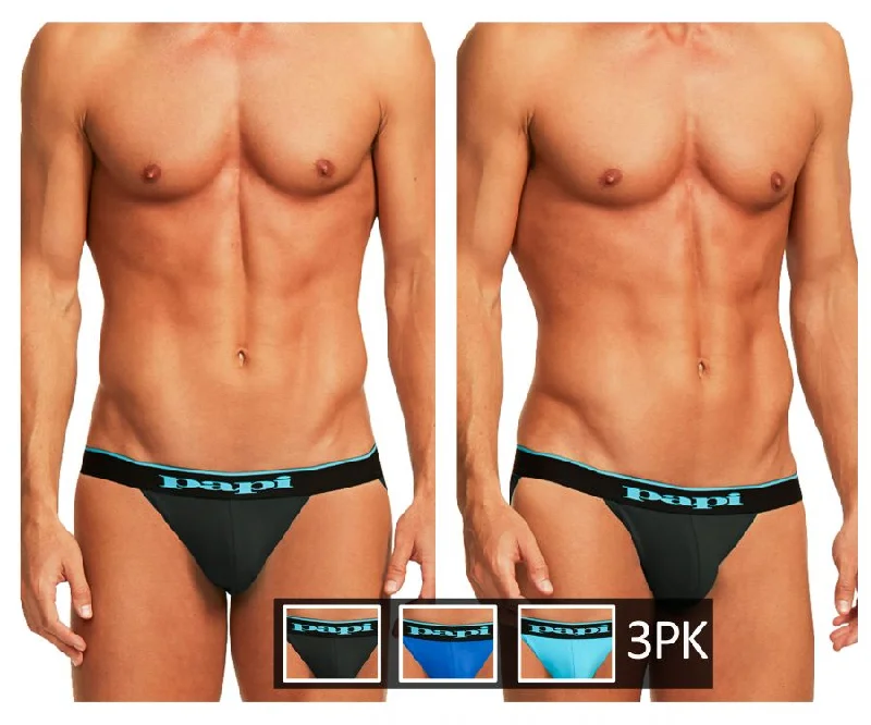 Weekend Discounts to Love Papi 980911-941 3PK Cotton Stretch Jockstrap Color Black-Cobalt-Blue