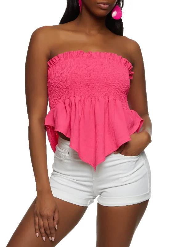 Savings Galore Smocked Hanky Hem Tube Top