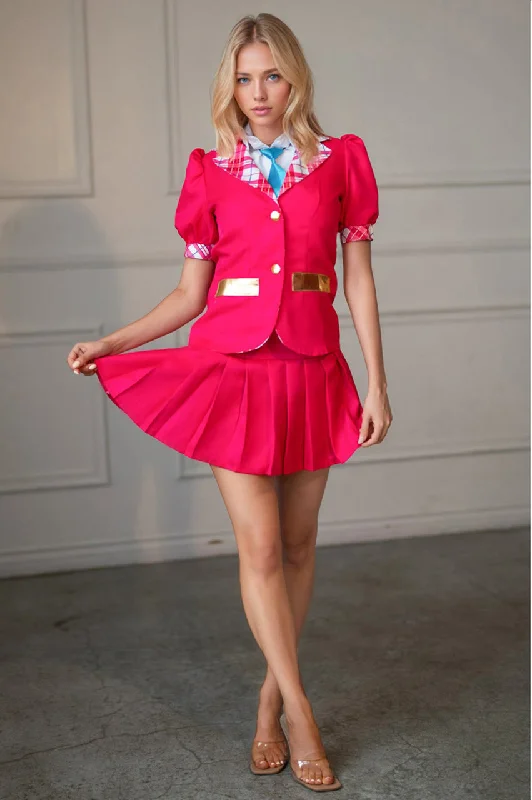 Customer Appreciation Sale Plus Size Pink Cartoon Doll Schoolgirl Costume