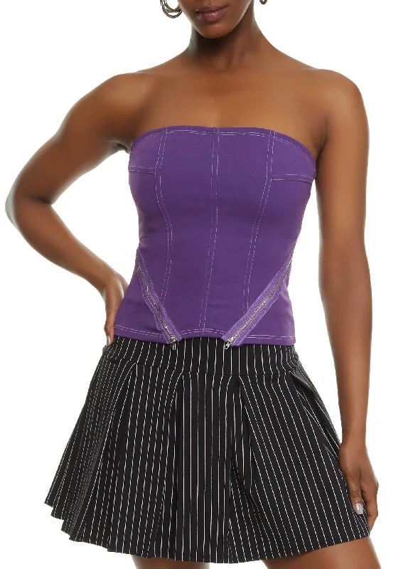 YEAR-End Sale Scuba Zipper Detail Tube Top