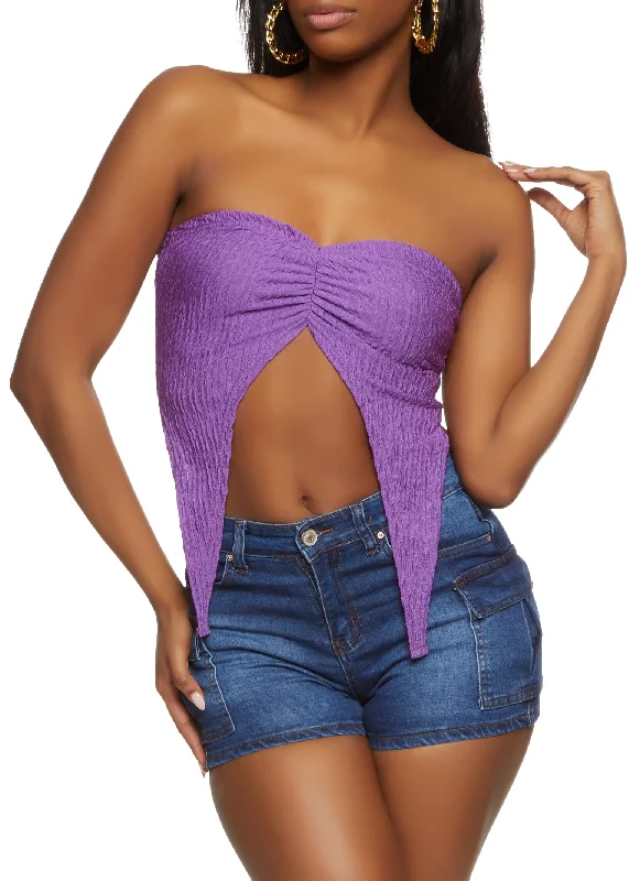 Overstock Textured Knit Sharkbite Hem Tube Top