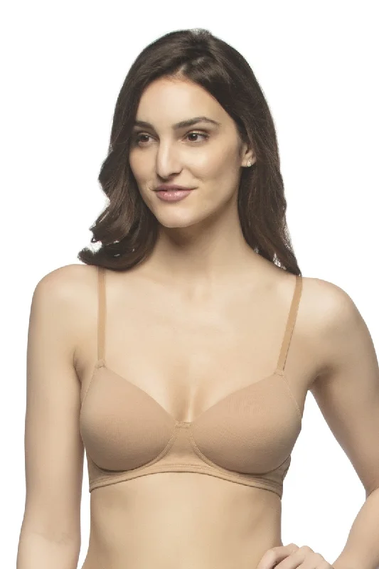 Unbeatable Prices Carefree Casuals Padded Non-Wired T-Shirt Bra - Sandalwood