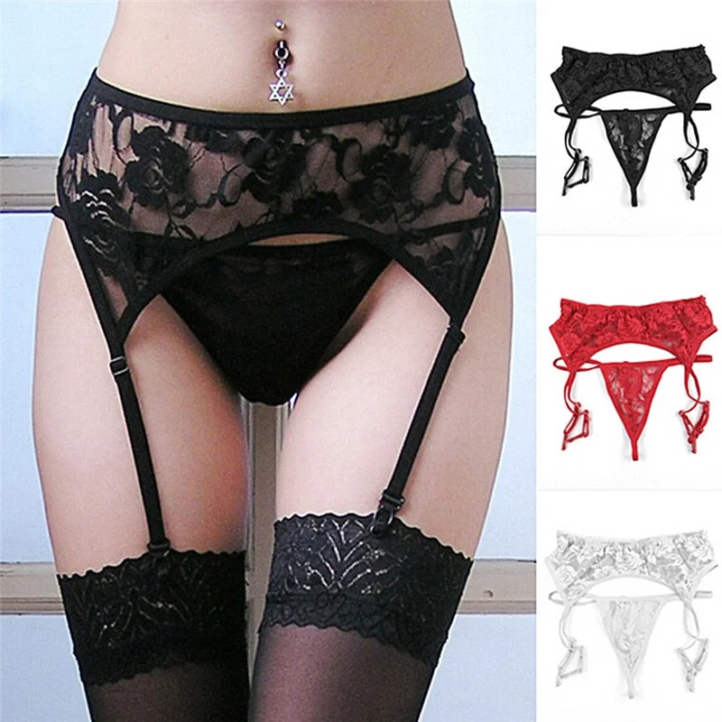 Sexy Stocking Set Women Sheer Lace Tighs High Stockings Lingerie Garter Pantyhose Garter Belt Stockings (Not Include Stockings)