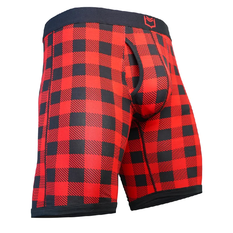 Weekend Savings Sensation SHEATH V Bamboo Plaid Men's 8" Sports Performance Boxer Brief