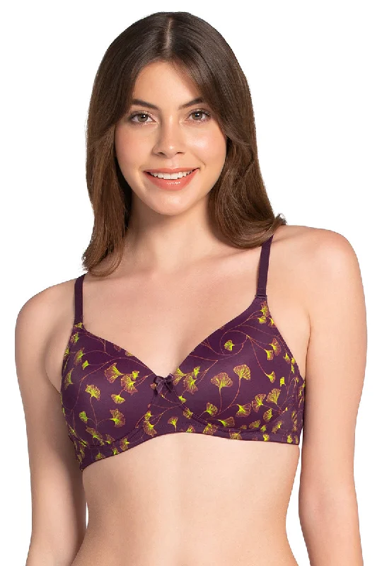 Weekend Offers You Can't Ignore Smooth Charm Padded Non-Wired T-shirt Bra - Linear Floral Print Weekend Offers You Can't Ignore Smooth Charm Padded Non-Wired T-shirt Bra - Linear Floral Print