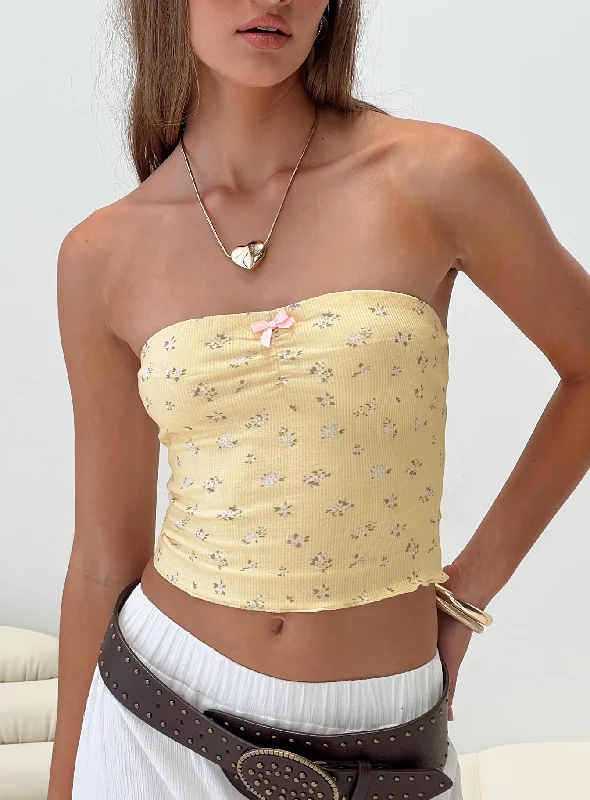 Can't Be Beat Sonari Tube Top Yellow / Floral