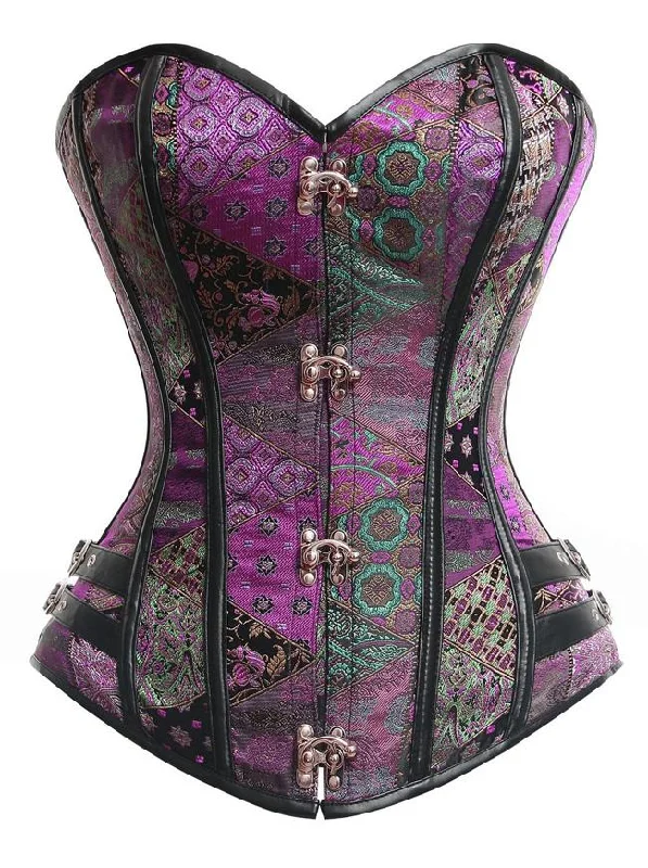 Crazy Deal Steampunk Plus Size Purple Burlesque Spiral Steel Boned Corset with Buckles Crazy Deal Steampunk Plus Size Purple Burlesque Spiral Steel Boned Corset with Buckles