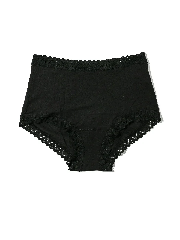 Early Bird Supima® Cotton High Rise Boyshort Black