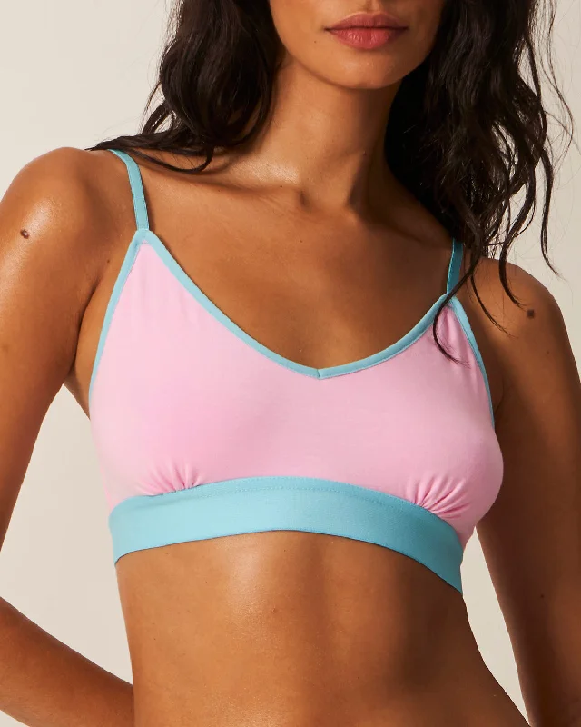 Weekend Deals to Make You Happy T-Shirt Bra - Candyfloss and Light Turquoise